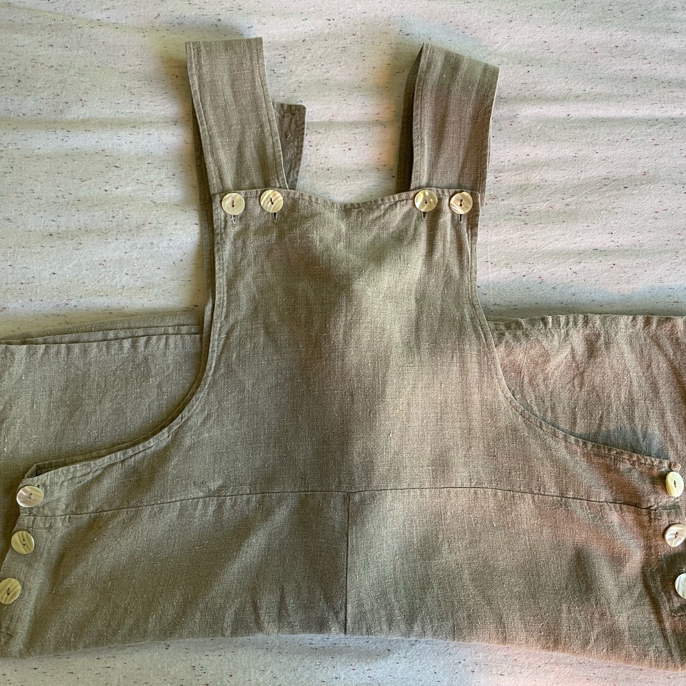 Beautiful vintage linen oversized overalls